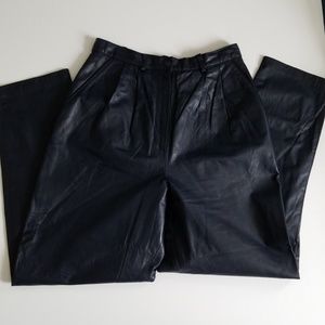 Vintage L&T High Waist Navy Leather Pants, 8P